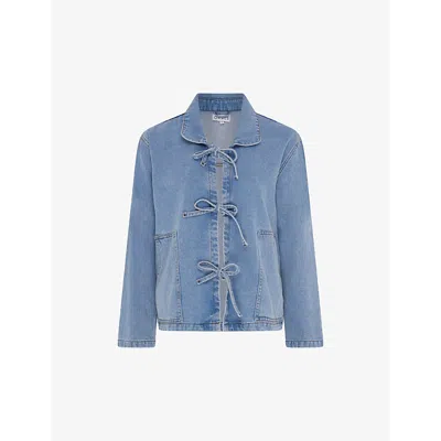 Omnes Womens Copenhagen Tie-up Relaxed-fit Denim Shirt Blue