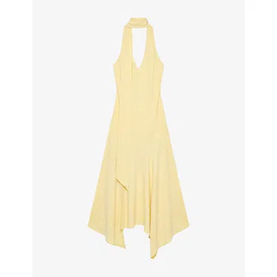 Omnes Womens Divina Scarf Stretch-modal Jersey Midi Dress Yellow