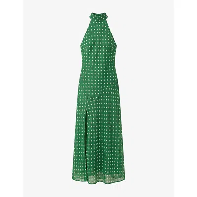 Omnes Womens Elsie Printed Chiffon Maxi Dress Greenstarburst Print