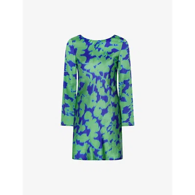 Omnes Womens  Roberta Floral-print Satin Mini Dress