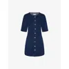 Omnes Womens Indigo Adia Button-down Denim Mini Dress In Blue
