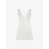 Omnes Womens Bowlyn Floral-jacquard Satin Mini Dress Ivory In White