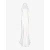 Omnes Womens Ivory Santorini Halterneck Satin Maxi Dress In Ivory