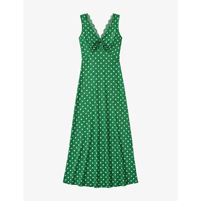 Omnes Womens Jennifer Starburst-print Satin Maxi Dress Green Starburstprint