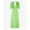 Omnes Womens Lime Odette V-neck Woven Midi Dress In Lime