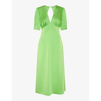 Omnes Womens Lime Odette V-neck Woven Midi Dress