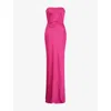 Omnes Womens Magenta Amdra Strapless Satin Maxi Dress In Purple