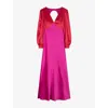 Omnes Womens Francoise Long-sleeve Satin Maxi Dress Magenta In Purple