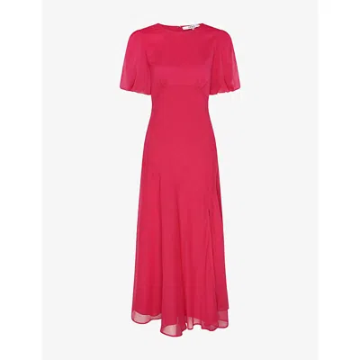 Omnes Womens Magenta Nola Round-neck Puff-sleeve Woven Maxi Dress