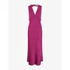 Omnes Womens Magenta Nova Tie-back Satin Maxi Dress In Purple