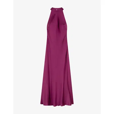 Omnes Womens  Seychelles Halterneck Satin Maxi Dress In Purple