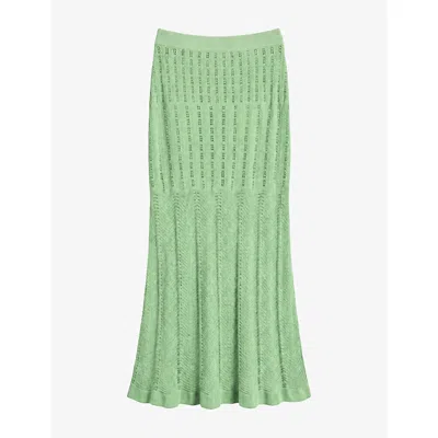 Omnes Womens Montana Crochet-knit Maxi Skirt Green
