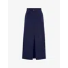 Omnes Womens Olive Cotton-blend Midi Skirt Navy In Navy