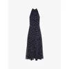 Omnes Womens Navy Romeo Halter-neck Woven Maxi Dress