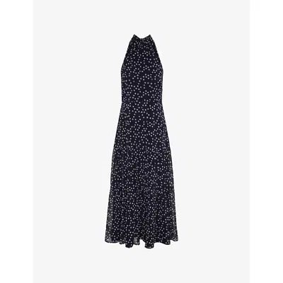 Omnes Womens Navy Romeo Halter-neck Woven Maxi Dress