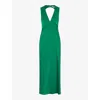 Omnes Womens Nova Tie-back Recycled-polyester Satin Maxi Dress Emerald Green In Emerald Green