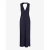 Omnes Womens Nova Tie-back Recycled-polyester Velvet Maxi Dress Navy In Navy
