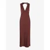 Omnes Womens Nova Tie-back Satin Maxi Dress Chocolate In Chocolate