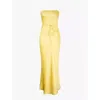 Omnes Womens Yellow Amdra Slim-fit Strapless Recycled-polyester Maxi Dress In Yellow