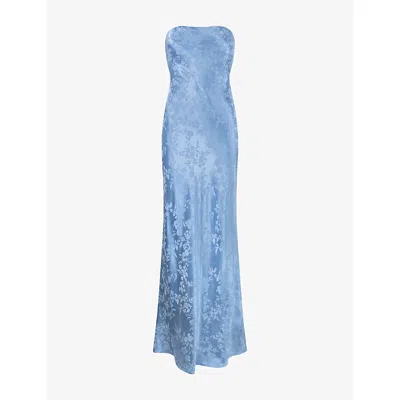 Omnes Womens  Amdra Strapless Jacquard Satin Maxi Dress In Blue
