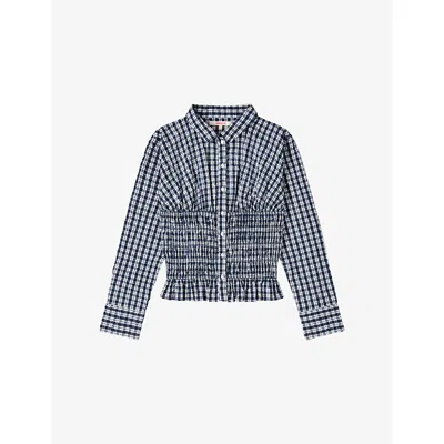 Omnes Womens Blue And White Issy Checked Cotton Shirt In Multi