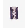 Omnes Womens Navy Jojo Stripe-pattern Cotton Quilted Gilet In Navy