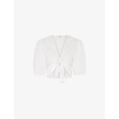 Omnes Womens Karina Front-knot Cotton Top White