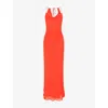 Omnes Womens  Koko Cowl-neck Chiffon Maxi Dress In Orange