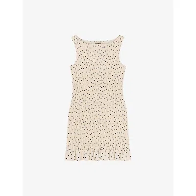 Omnes Womens White Polka Dot Luann Polka-dot Cotton Mini Dress