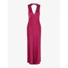 Omnes Womens Magenta Nova Tie-back Recycled-polyester Satin Maxi Dress In Magenta