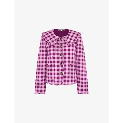 Omnes Womens Pink Peggy Gingham-pattern Quilted Cotton Jacket