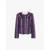Omnes Womens Navy Peggy Stripe-pattern Quilted Cotton Jacket In Navy