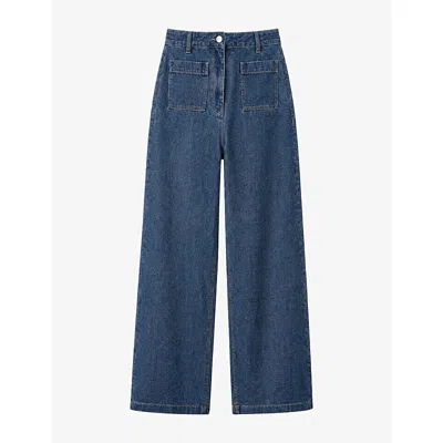 Omnes Womens Orielle Cropped Cotton Denim Jeans Mid Wash