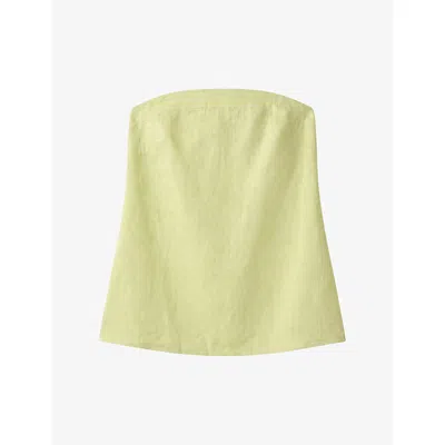 Omnes Womens Palm Strapless Linen-blend Top Shadow Lime