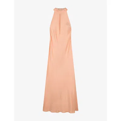 Omnes Womens  Milos High-neck Satin Maxi Dress In Orange