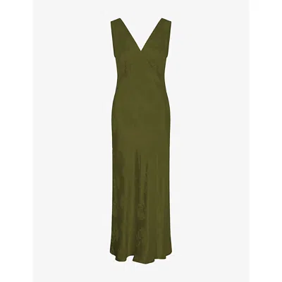 Omnes Womens Pear Green Iris Floral Jacquard Woven Maxi Dress