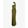 Omnes Womens Pear Green Myla Strapless Satin Maxi Dress In Green