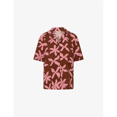 Omnes Womens Pink Multi Oaklyn Floral-print Cotton And Linen Shirt