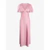 Omnes Womens  Rosie Puff-sleeve Satin Midi Dress In Pink