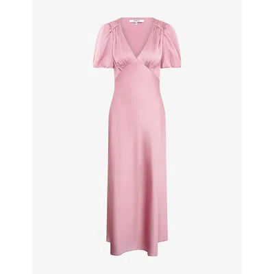 Omnes Womens  Rosie Puff-sleeve Satin Midi Dress In Pink