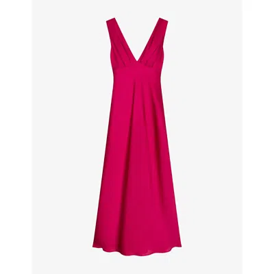 Omnes Womens Raspberry Casey V-neck Satin Maxi Dress In Pink