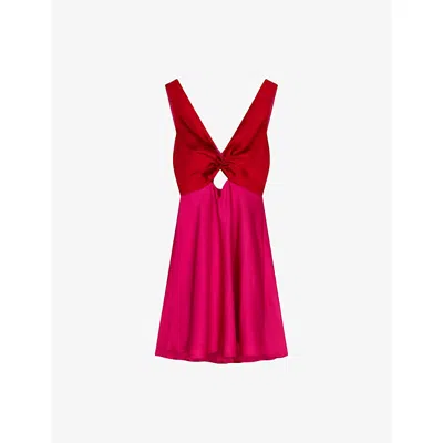 Omnes Womens Raspberry / Cherry Maggy Cut-out Satin Mini Dress In Multi