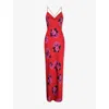 Omnes Womens Ginny Floral-print Woven Maxi Dress Red In Red