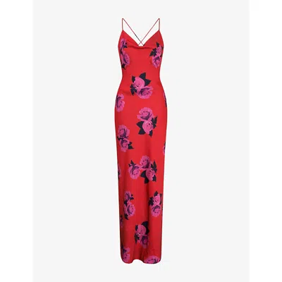 Omnes Womens Ginny Floral-print Woven Maxi Dress Red