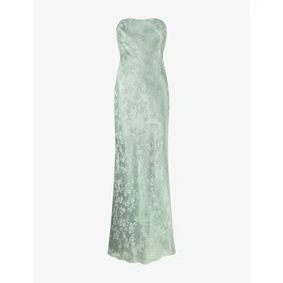 Omnes Womens  Amdra Strapless Jacquard Satin Maxi Dress In Green