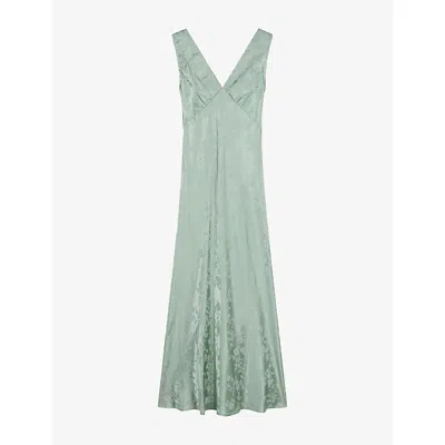 Omnes Womens Sage Iris Floral-jacquard Woven Maxi Dress In Green