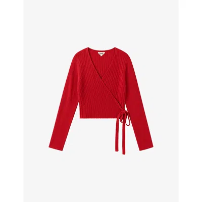 Omnes Womens Soleil Wrap Knitted Cotton Top Red