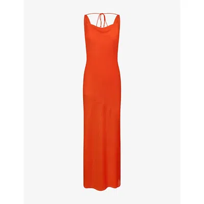 Omnes Womens Tangerine Koko Cowl-back Woven Maxi Dress In Orange