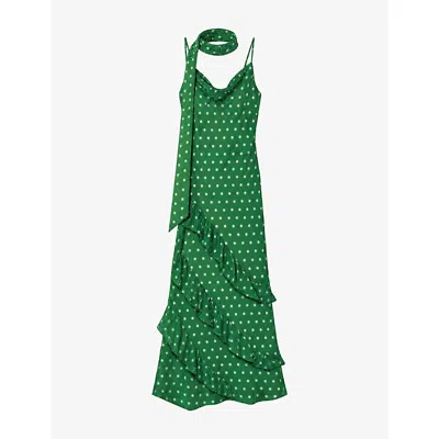 Omnes Womens Taylor Starburst Print Chiffon Maxi Dress Green Starburstprint