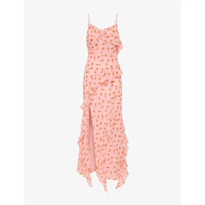 Omnes Womens Thora Abstract Ditsy Floral Chiffon Maxi Dress Abstract Ditsyfloral